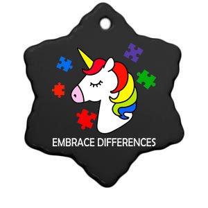 Unicorn Embrace The Differences Autism Ceramic Star Ornament