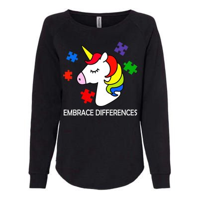 Unicorn Embrace The Differences Autism Womens California Wash Sweatshirt