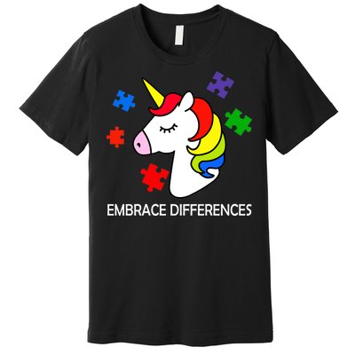 Unicorn Embrace The Differences Autism Premium T-Shirt