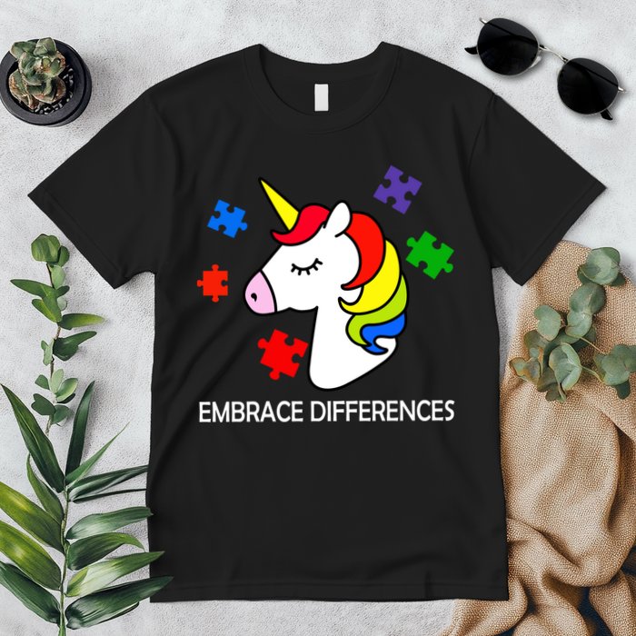 Unicorn Embrace The Differences Autism Premium T-Shirt