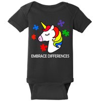 Unicorn Embrace The Differences Autism Baby Bodysuit