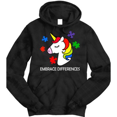 Unicorn Embrace The Differences Autism Tie Dye Hoodie