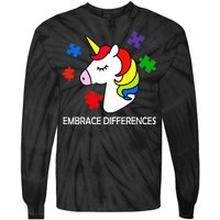 Unicorn Embrace The Differences Autism Tie-Dye Long Sleeve Shirt