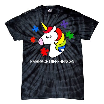 Unicorn Embrace The Differences Autism Tie-Dye T-Shirt