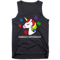 Unicorn Embrace The Differences Autism Tank Top