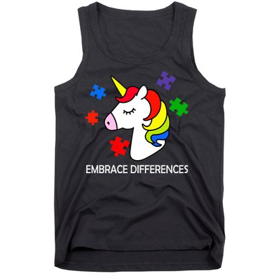 Unicorn Embrace The Differences Autism Tank Top