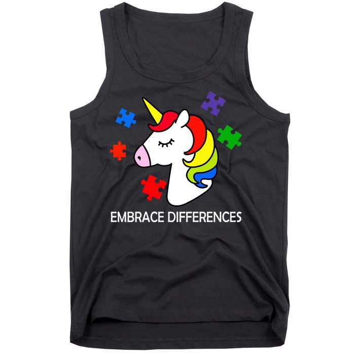 Unicorn Embrace The Differences Autism Tank Top