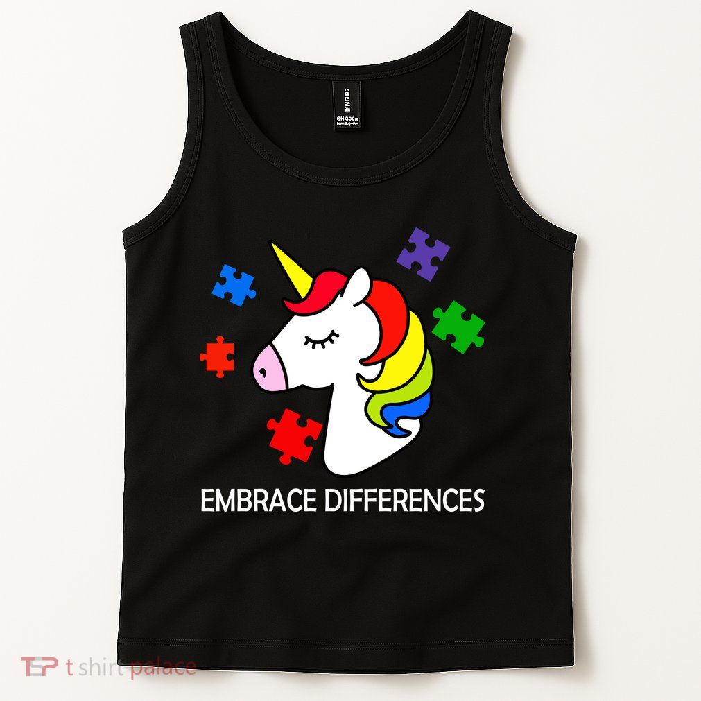 Unicorn Embrace The Differences Autism Tank Top