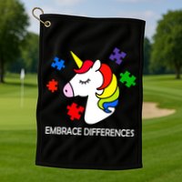 Unicorn Embrace The Differences Autism Golf Towel