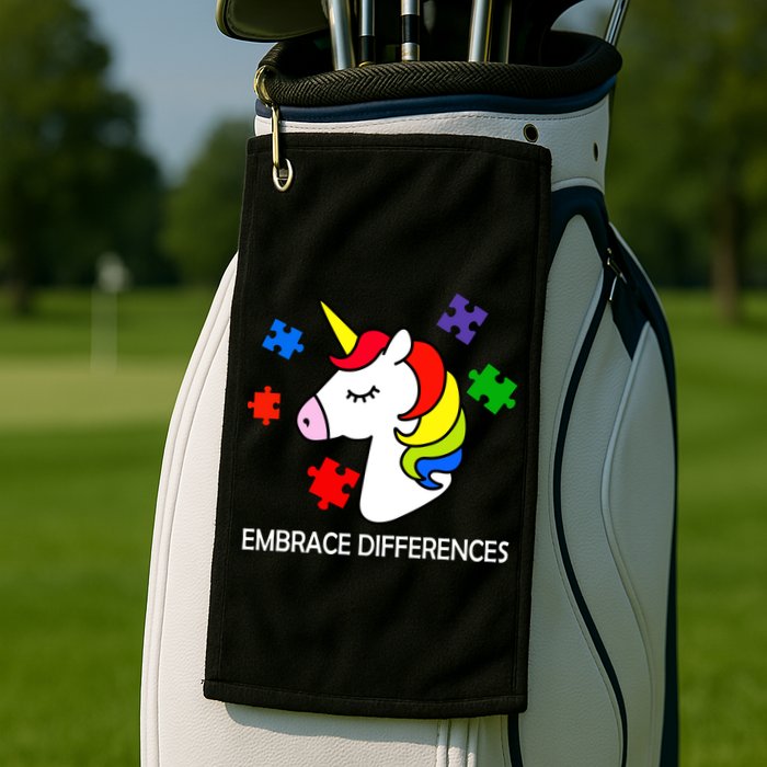 Unicorn Embrace The Differences Autism Golf Towel