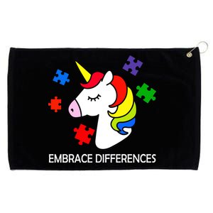 Unicorn Embrace The Differences Autism Grommeted Golf Towel