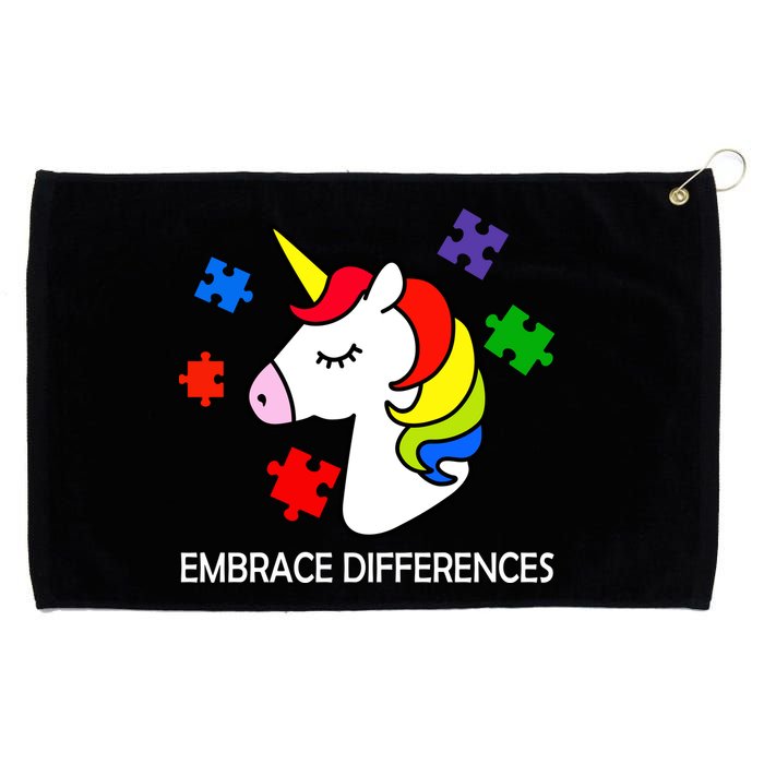 Unicorn Embrace The Differences Autism Grommeted Golf Towel