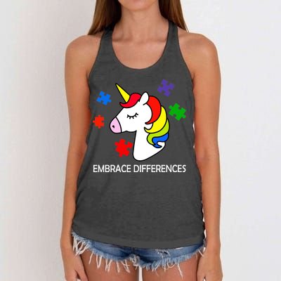 Unicorn Embrace The Differences Autism Women's Knotted Racerback Tank