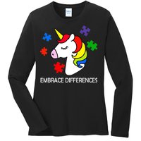 Unicorn Embrace The Differences Autism Ladies Long Sleeve Shirt