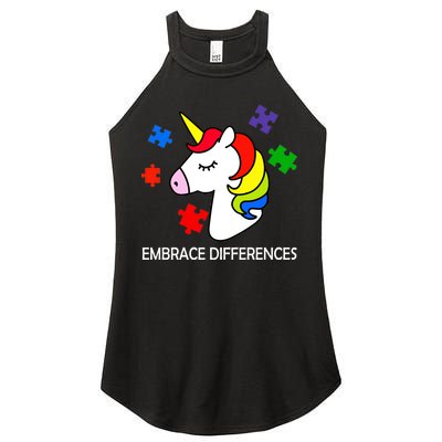 Unicorn Embrace The Differences Autism Women's Perfect Tri Rocker Tank