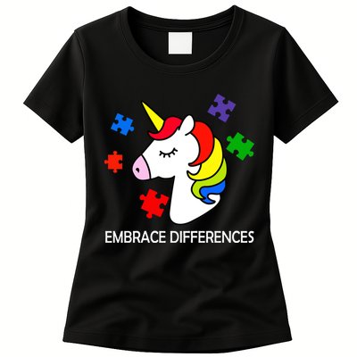 Unicorn Embrace The Differences Autism Womens T-Shirt