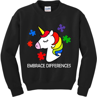 Unicorn Embrace The Differences Autism Kids Sweatshirt