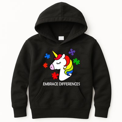 Unicorn Embrace The Differences Autism Kids Hoodie