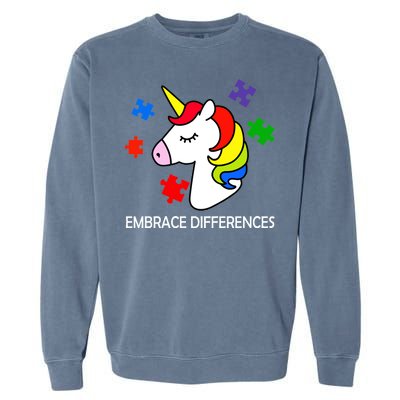 Unicorn Embrace The Differences Autism Garment-Dyed Sweatshirt