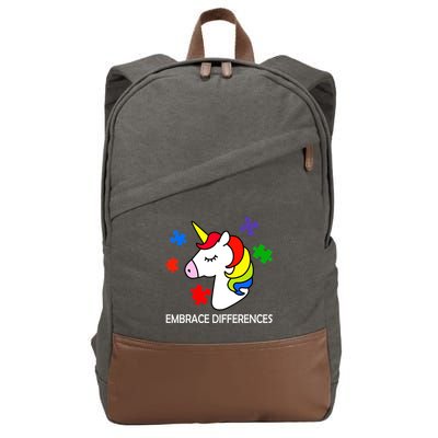 Unicorn Embrace The Differences Autism Cotton Canvas Backpack