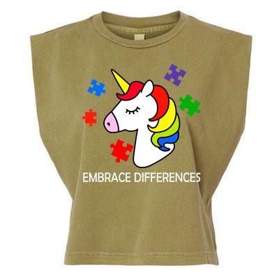 Unicorn Embrace The Differences Autism Garment-Dyed Women's Muscle Tee