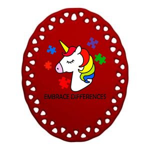 Unicorn Embrace The Differences Autism Ceramic Oval Ornament