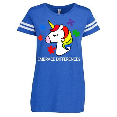 Unicorn Embrace The Differences Autism Enza Ladies Jersey Football T-Shirt