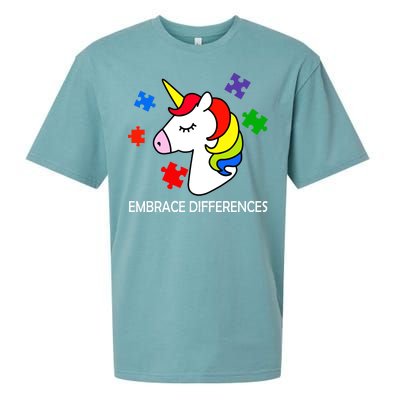 Unicorn Embrace The Differences Autism Sueded Cloud Jersey T-Shirt