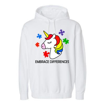 Unicorn Embrace The Differences Autism Garment-Dyed Fleece Hoodie