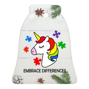 Unicorn Embrace The Differences Autism Ceramic Bell Ornament