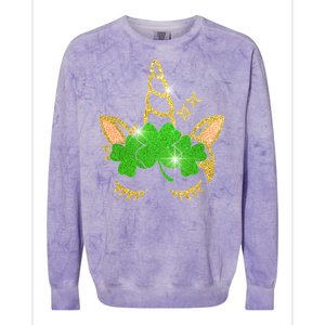 Unicorn Face St. Patrick's Day Colorblast Crewneck Sweatshirt