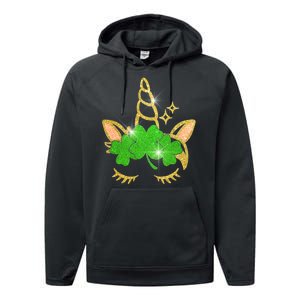 Unicorn Face St. Patrick's Day Performance Fleece Hoodie