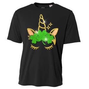 Unicorn Face St. Patrick's Day Cooling Performance Crew T-Shirt