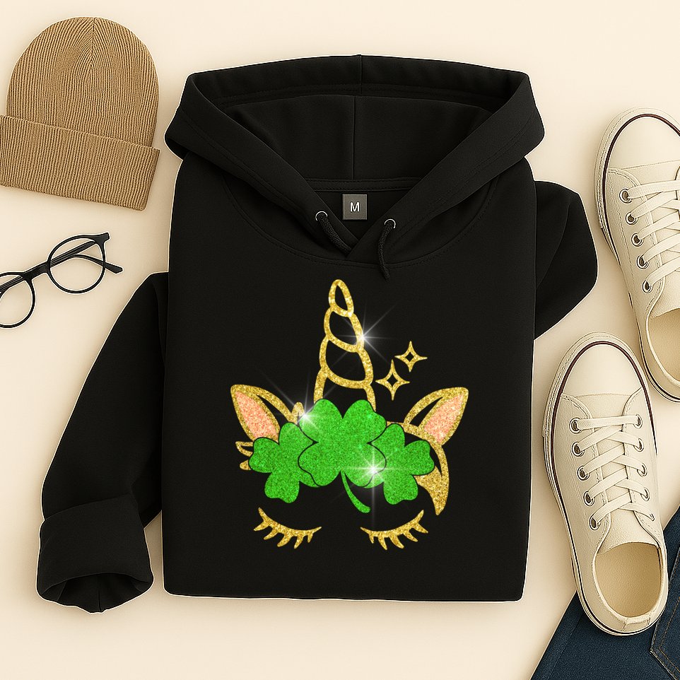 Unicorn Face St. Patrick's Day Hoodie