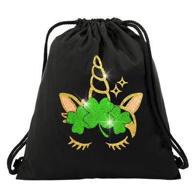 Unicorn Face St. Patrick's Day Drawstring Bag