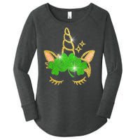 Unicorn Face St. Patrick's Day Women's Perfect Tri Tunic Long Sleeve Shirt