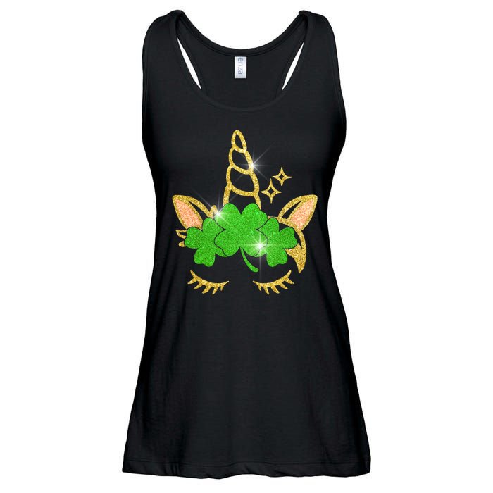 Unicorn Face St. Patrick's Day Ladies Essential Flowy Tank