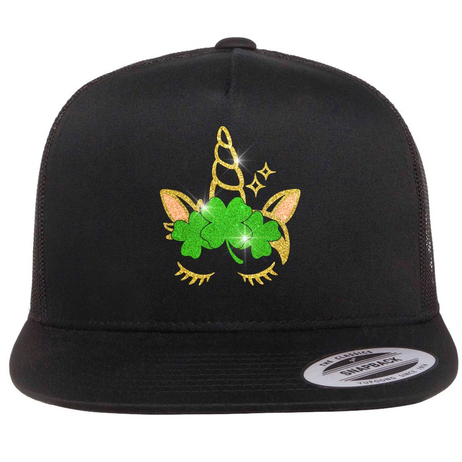Unicorn Face St. Patrick's Day Flat Bill Trucker Hat