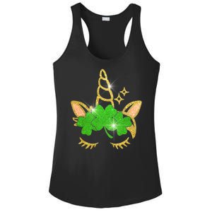 Unicorn Face St. Patrick's Day Ladies PosiCharge Competitor Racerback Tank