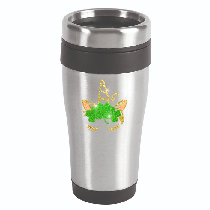 Unicorn Face St. Patrick's Day 16oz Travel Tumbler