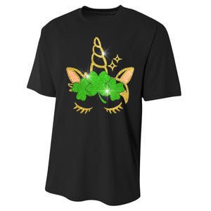 Unicorn Face St. Patrick's Day Performance Sprint T-Shirt