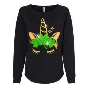 Unicorn Face St. Patrick's Day Womens California Wash Sweatshirt