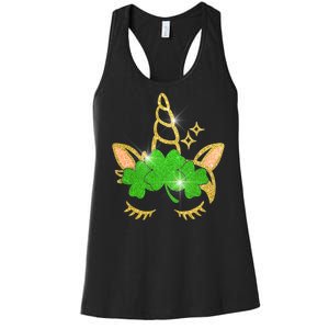 Unicorn Face St. Patrick's Day Women's Racerback Tank