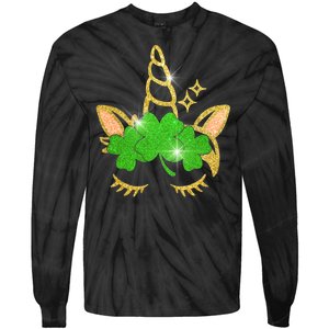 Unicorn Face St. Patrick's Day Tie-Dye Long Sleeve Shirt