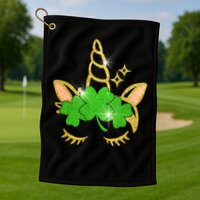 Unicorn Face St. Patrick's Day Golf Towel