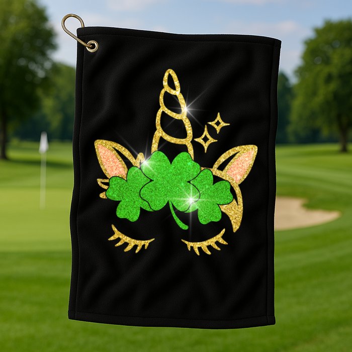 Unicorn Face St. Patrick's Day Golf Towel