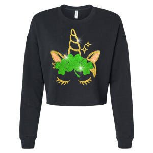 Unicorn Face St. Patrick's Day Cropped Pullover Crew