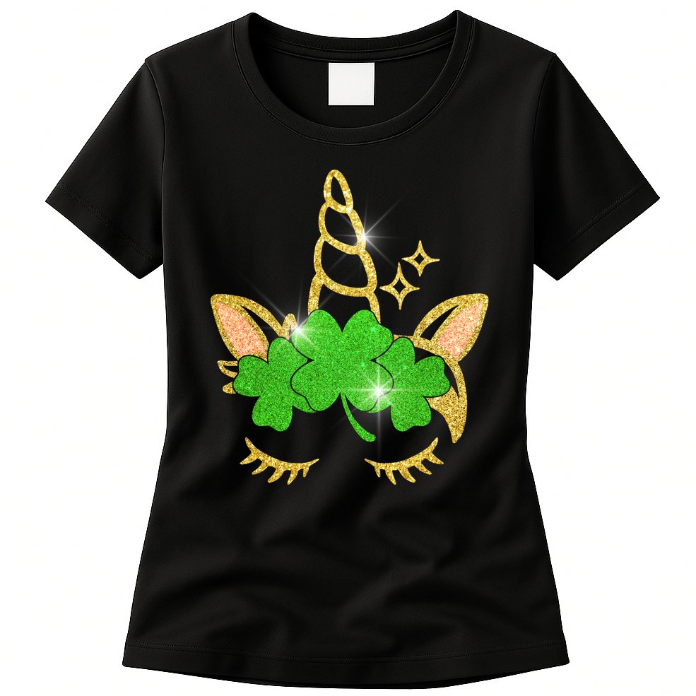 Unicorn Face St. Patrick's Day Womens T-Shirt