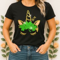 Unicorn Face St. Patrick's Day Womens T-Shirt