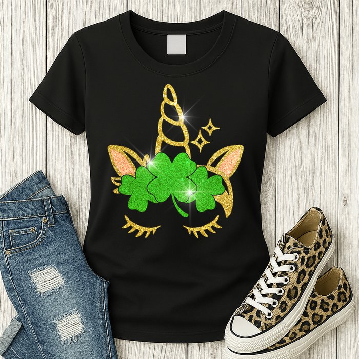 Unicorn Face St. Patrick's Day Womens T-Shirt